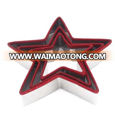 premium stainless steel 3 pcs Star Cookie Cutter set Silicone tops