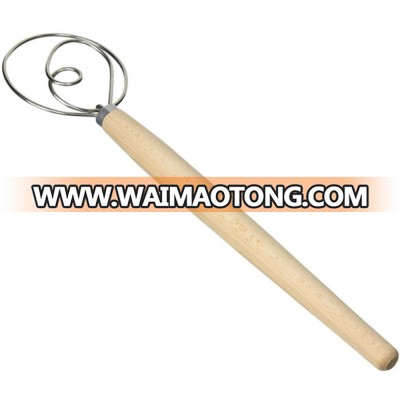 Professional Danish Dutch Dough Whisk with Beech handle for Better Batter and Bread Dough Recipes