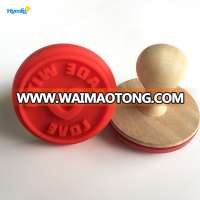 heart shaped wooden handle silicone cookie stamp